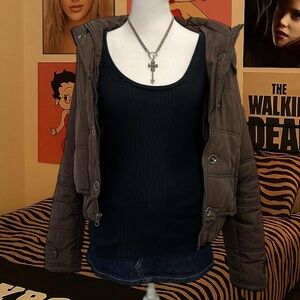 Tommy Hilfiger Black Ribbed Tank – S